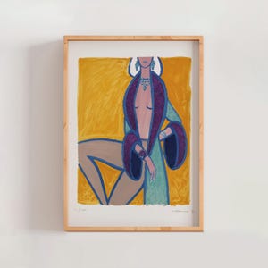 Bernard Villemot Print, Les Parisiennes V, Mid Century Modern French Wall Art, Modern Gallery Wall Decor, Living Room Home Decor (A0320)