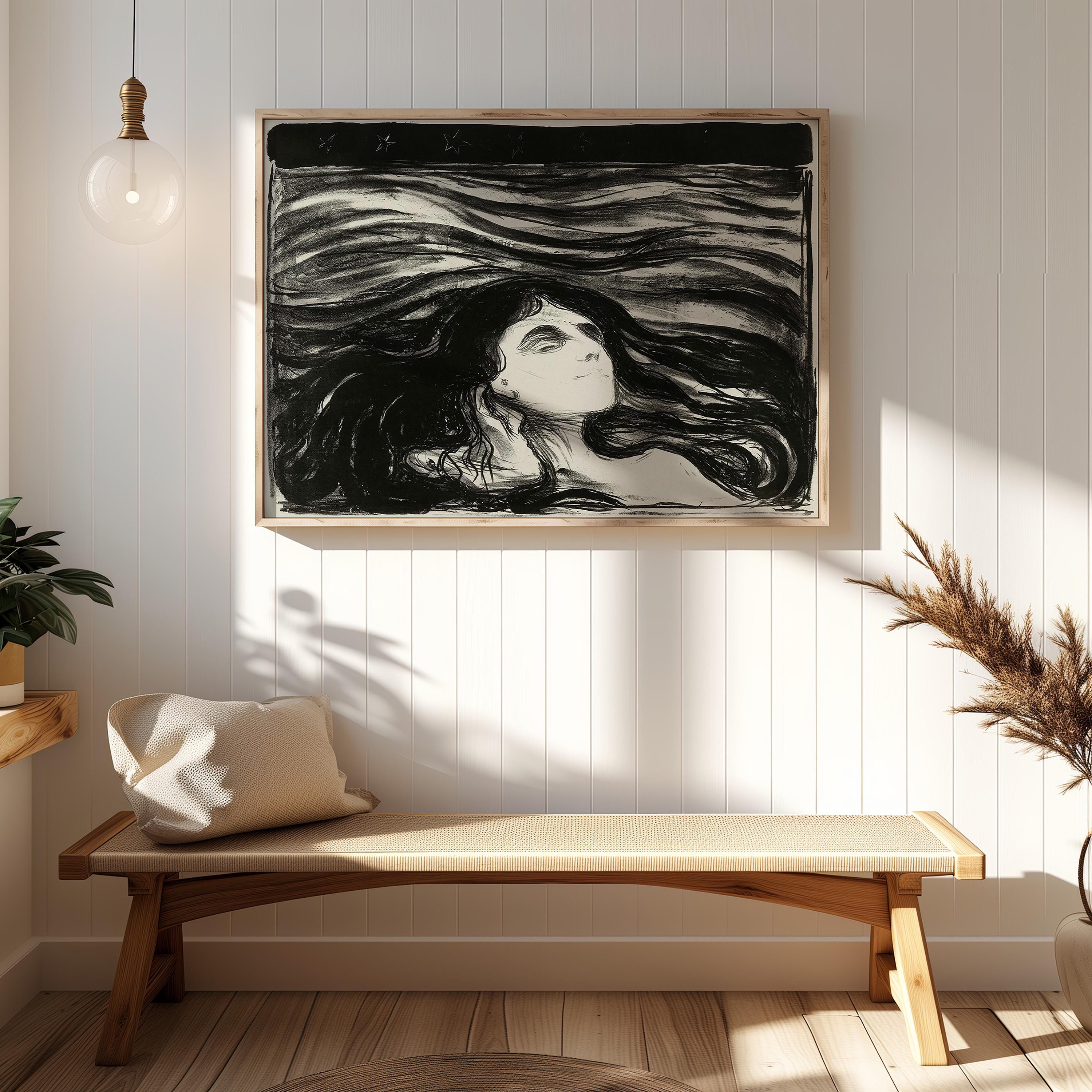 Lovers in the Waves by Edvard Munch 1896 | Expressionist Art Print