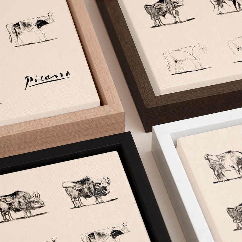 Picasso Bull Canvas Wall Art, Pablo Picasso Evolution of Bull Print, Abstract Animal Canvas Art, Modern Minimalist Wall Decor (A0085) image 7