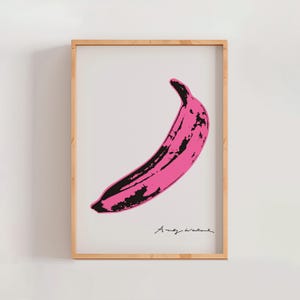 Andy Warhol Banana, Color Pink Banana Pop Art Poster Print, Velvet Underground Cover Art, Living Room Kitchen Home Wall Decor (A0194-2)
