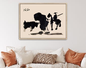 Bullfight by Pablo Picasso Canvas Print | Bullfight Art, Calf Illustration (B0505)