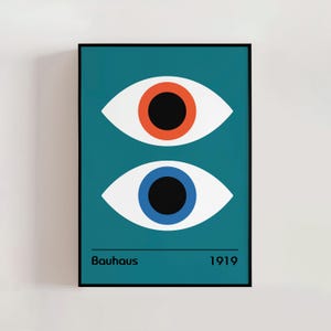Bauhaus 1919 Geometric Colorful Eyes Art Print, Vintage Abstract Art, Mid Century Modern, Geometric Poster, Modern Kitchen Art (A0513)