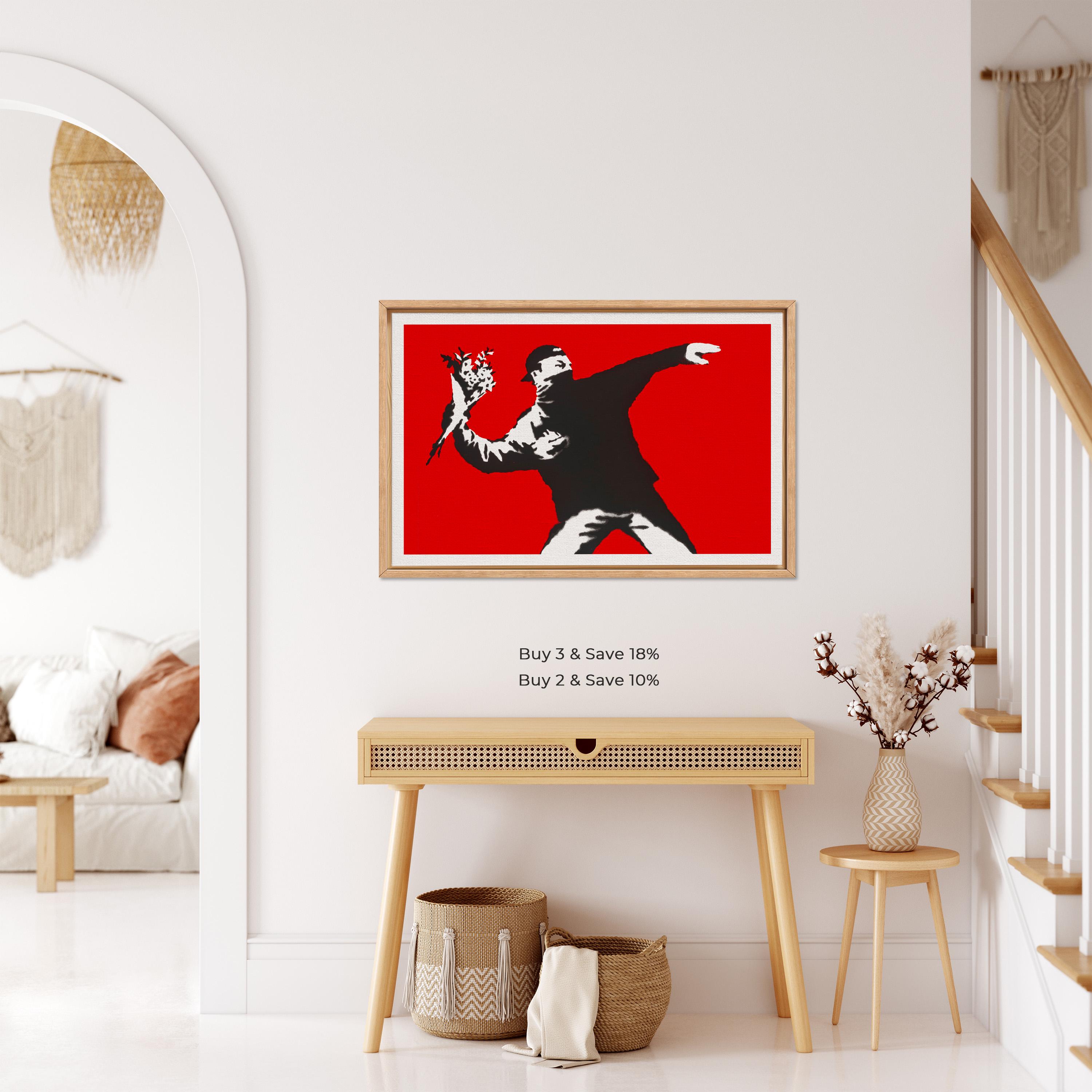 Love is in the Air by Banksy | Flower Thrower Street Art Canvas