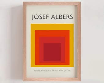 Josef Albers Homage to The Square Poster, Geometric Abstract Mid Century Modern Contemporary Wall Art, Modern Gallery Wall Decor (A0675)