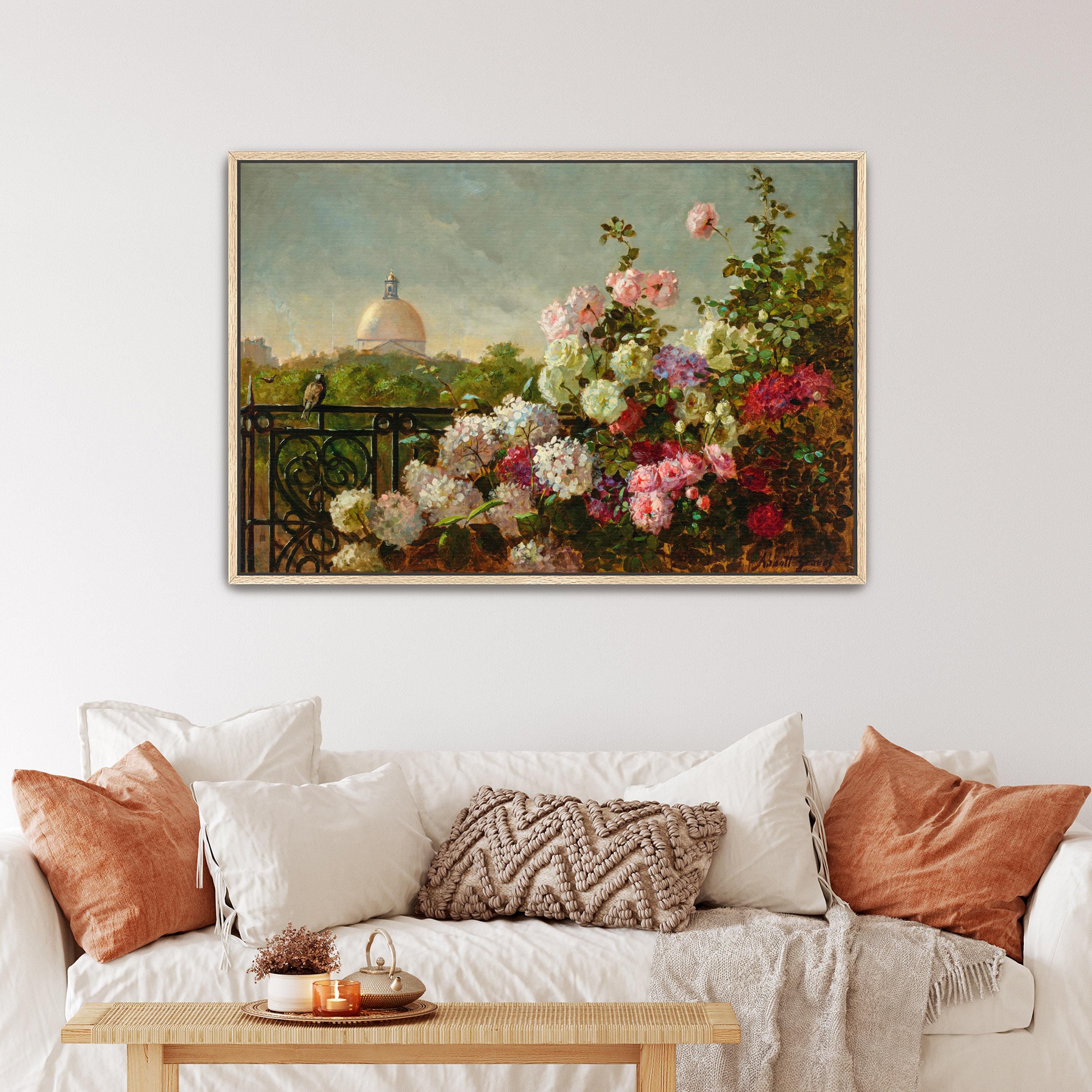 From the Terrace by Abbott Fuller Graves Canvas Print Garden Art, Rose Painting (D0401)