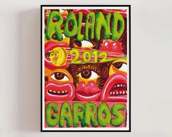 Roland Garros French Open 2012 Poster, Hervé Di Rosa, Modern French Art, Lithograph, Tennis Poster, Contemporary Wall Art (A0382)
