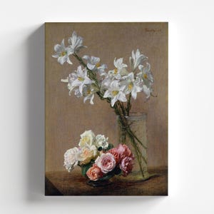 Roses and Lilies by Henri Fantin-Latour 1888 | Realism Art Print (D0800)