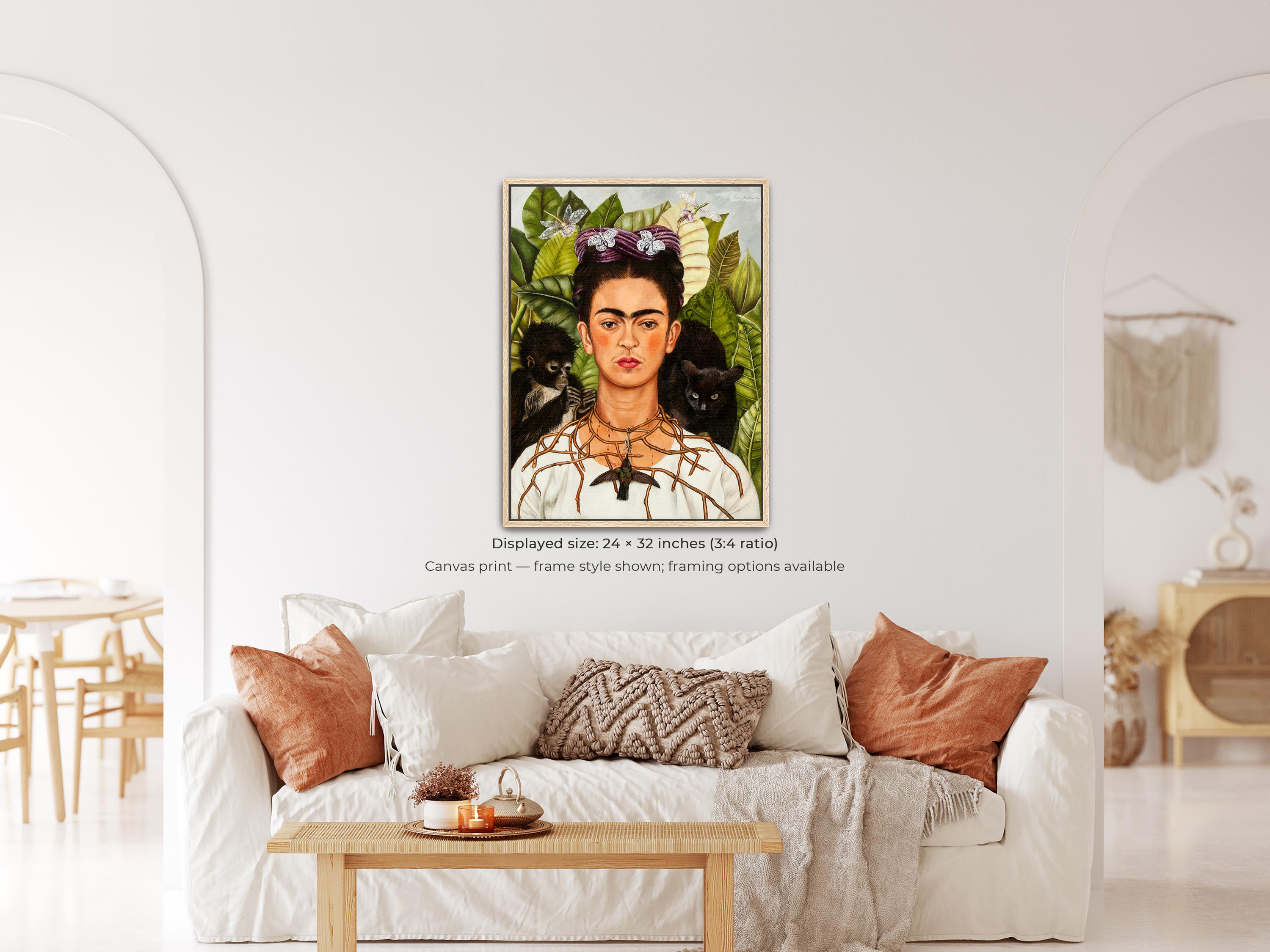 Self Portrait Thorn Necklace by Frida Kahlo | Symbolic Canvas Wall