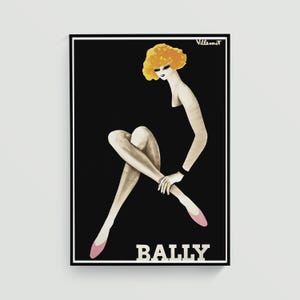 Bernard Villemot Bally Poster, Vintage French Advertising Art, Modern Wall Decor, Retro Gallery Print for Home or Office (A0606)