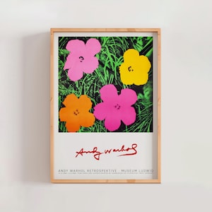 Andy Warhol Flowers Poster, Modern Pop Art, Retro Wall Decor, Contemporary Flower Art Gallery Wall Decor, Living Room Home Decor (A0475)