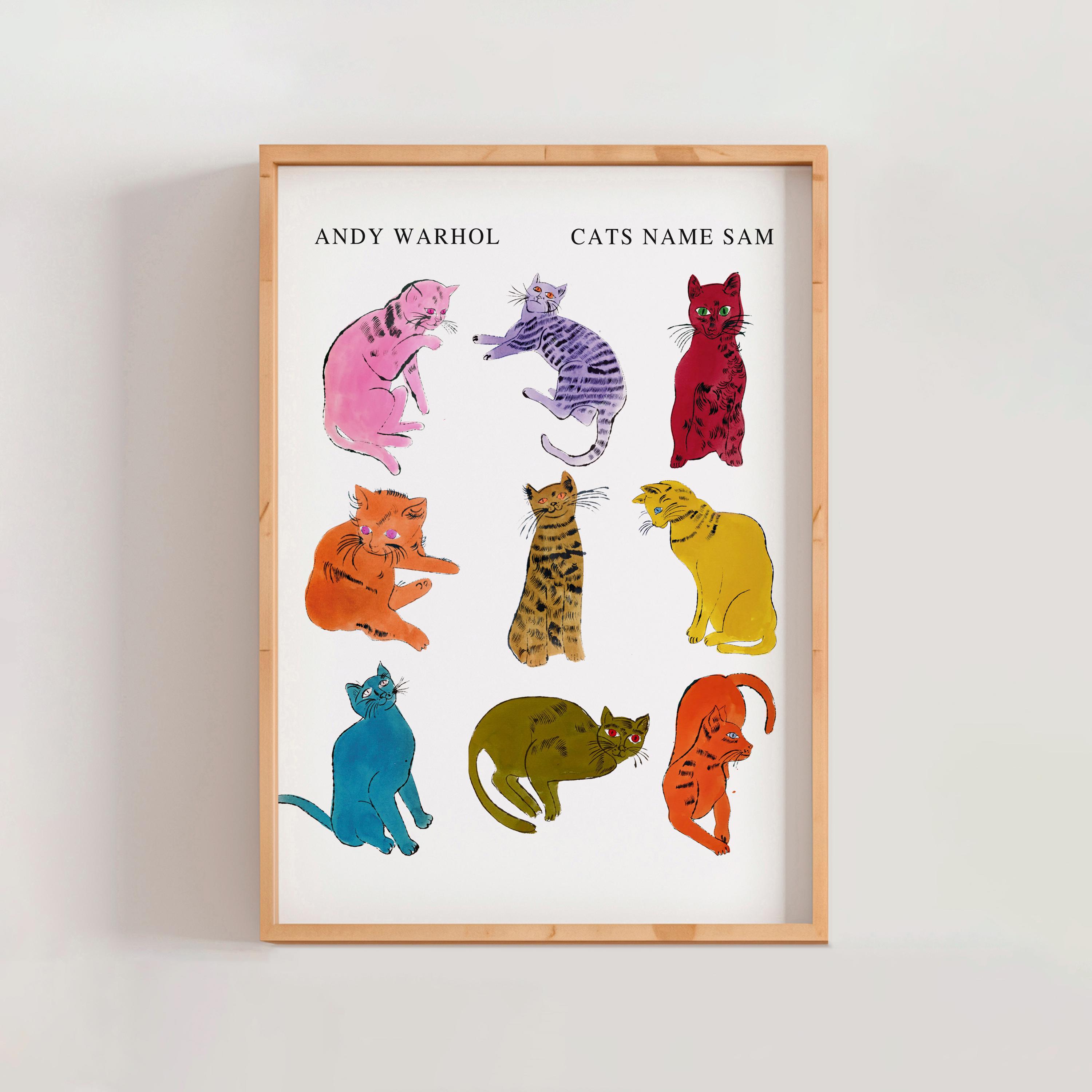 Andy Warhol Cat Name Sam Collage Print, Animal Art, Warhol Cat Art