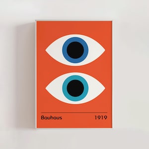 Bauhaus 1919 Geometric Colorful Eyes Art Print, Vintage Abstract Art, Mid Century Modern, Geometric Poster, Modern Kitchen Art (A0512)