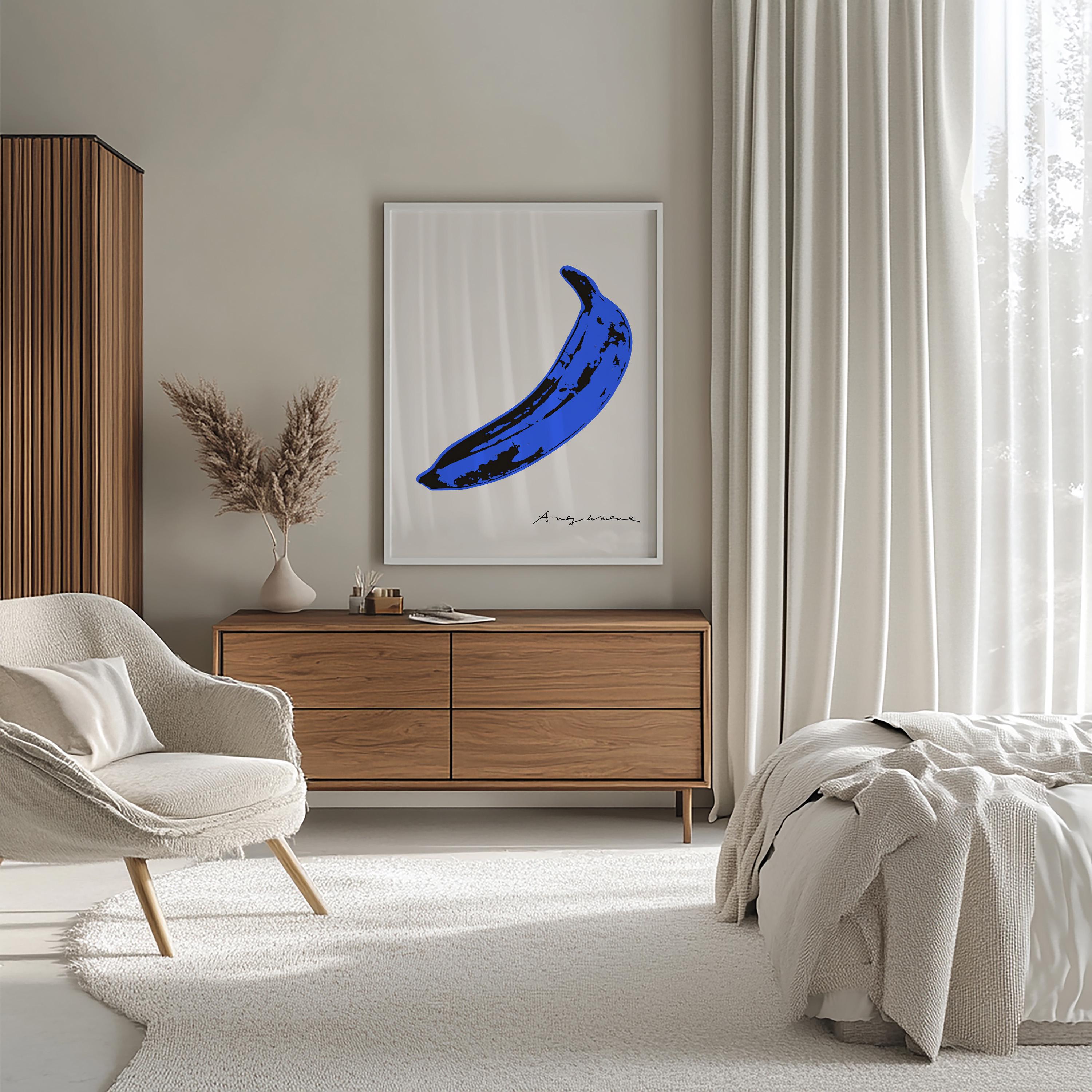 Andy Warhol Banana, Color Blue Banana Pop Art Poster Print, Velvet