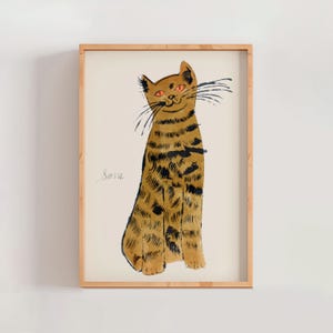 Andy Warhol Cat Name Sam Poster Print, Animal Art, Warhol Cat Art Drawing, Famous Art Print, Modern Gallery Wall Home Decor (A0182)