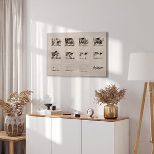 Picasso Bull Canvas Wall Art, Pablo Picasso Evolution of Bull Print, Abstract Animal Canvas Art, Modern Minimalist Wall Decor (A0085) image 4