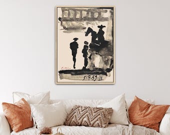 Untitled from Toros y Toreros by Pablo Picasso Canvas Print | Man On Horse, Black White Art (B0508)