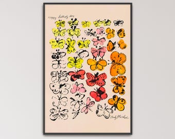 Happy Butterfly Day by Andy Warhol Poster Print | Butterfly Art, Pop Art Butterfly (B0576)