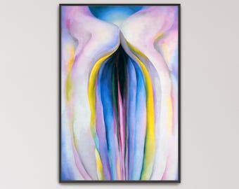 Grey Lines with Black, Blue and Yellow by Georgia O'Keeffe Poster Print | Abstract Art, Grey Lines Art (B8039)