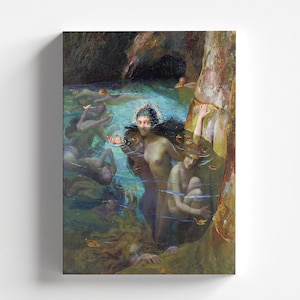 Sea Nymphs at a Grotto by Gaston Bussière 1924 | Symbolism Art Print (D1035)