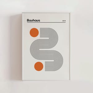 Orange Bauhaus Exhibition Poster, Bauhaus Ausstellung Art Print, Bauhaus Art Print, Modernist Poster, Mid Century Modern Wall Art (A0527-1)