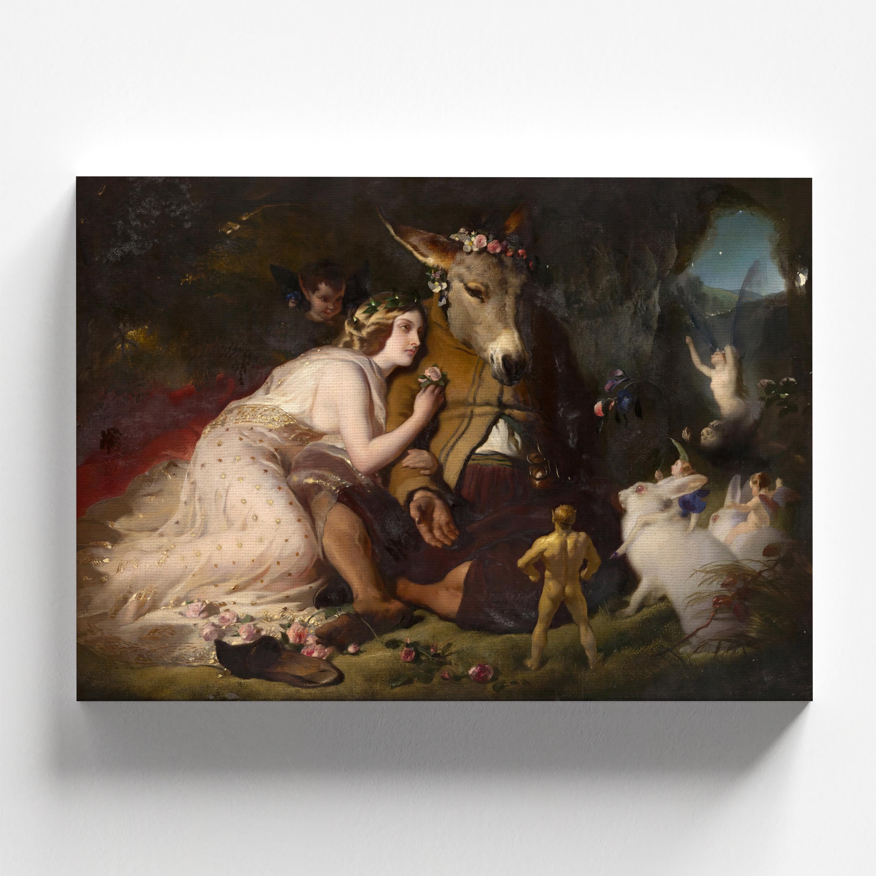 Scene From A Midsummer Night's Dream, Titania and Bottom by Edwin Landseer 1848 | Victorian Art Print (B4938)