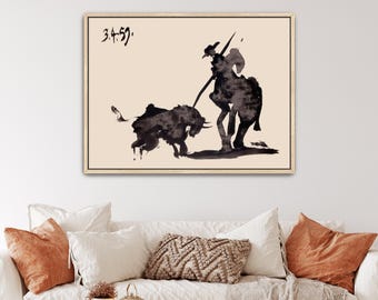 Slaying the Bull (Matando al Toro) from Toros y Toreros by Pablo Picasso Canvas Print | Bullfighting Art, Picasso Drawing (B0342)