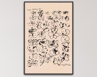 Happy Butterfly Day by Andy Warhol Poster Print | Grid Pattern Design, Pop Art (B0577)