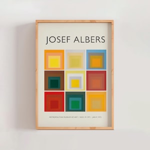 Josef Albers Homage to The Square Collage, Geometric Abstract Mid Century Modern Contemporary Wall Art, Modern Gallery Wall Decor (A0597)