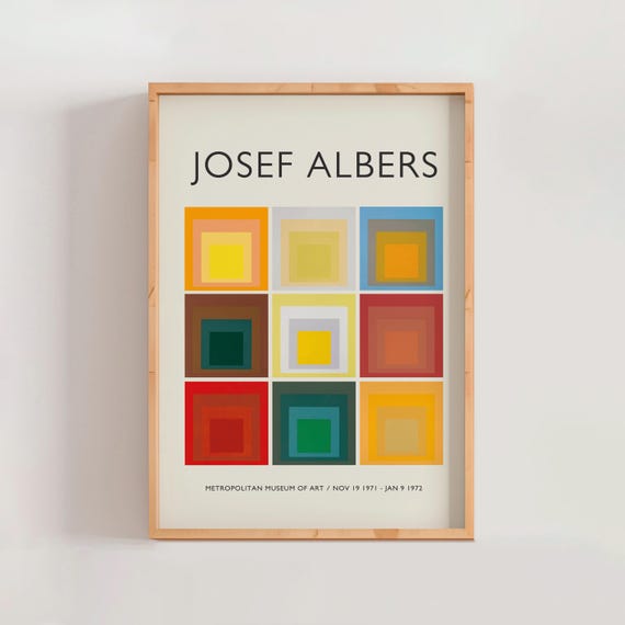 Josef Albers Homage to the Square Collage, Geometric Abstract Mid