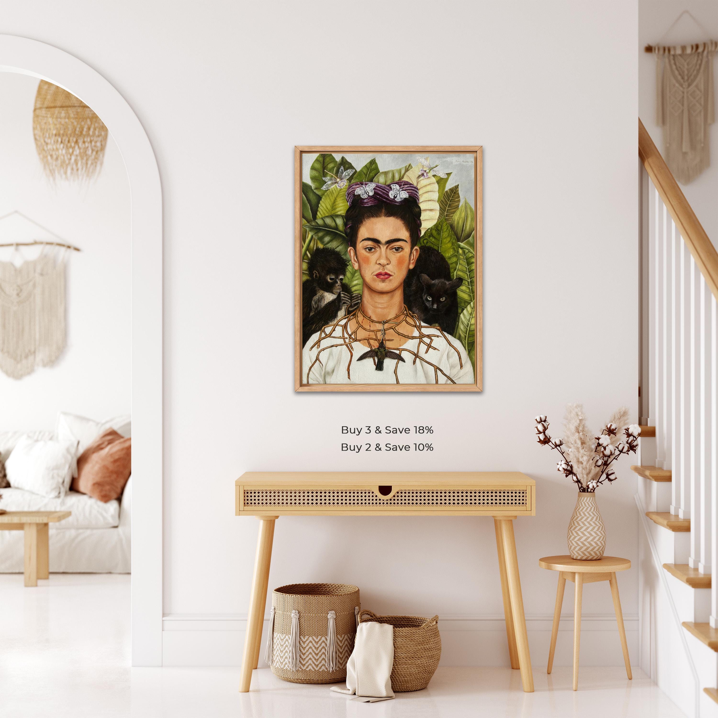 Self Portrait Thorn Necklace by Frida Kahlo | Symbolic Canvas Wall
