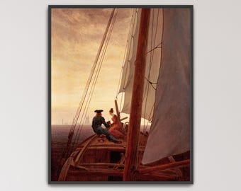 Póster "En un velero" de Caspar David Friedrich, Arte mural romántico marino (D1089)