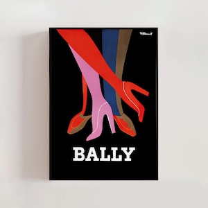 1979 Bally, Shoes Poster by Bernard Villemot, Mid Century Modern French Wall Art, Modern Gallery Wall Decor, Living Room Home Decor (A0596)