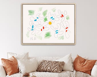 Football by Pablo Picasso Canvas Print | Colored Lines Art, Minimalist Wall Art (B8401)