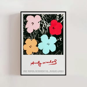 Andy Warhol Flowers Poster, Modern Pop Art, Retro Wall Decor, Contemporary Flower Art Gallery Wall Decor, Living Room Home Decor (A0473)