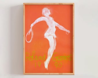 Roland Garros French Open 1990 Poster, Claude Garache, Modern French Art, Lithograph, Tennis Poster, Contemporary Wall Art (A0362)