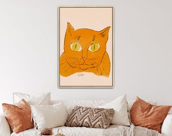 25 Cats Named Sam by Andy Warhol Canvas Print | Cat Art, Orange Cat Print (B0554)