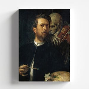 Self-Portrait with Death Playing the Fiddle by Arnold Böcklin 1872 | Symbolist Art Print (B4846)