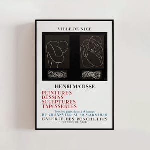 Henri Matisse Musée de nice Ausstellungsplakat 1950, Vintage französische Mitte des Jahrhunderts moderne Kunst, Wanddekor, Wohnzimmer Hauptdekor (A0417)