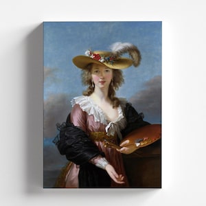 Self Portrait in a Straw Hat by Élisabeth Louise Vigée Le Brun 1782 | Rococo Art Print (B4113)