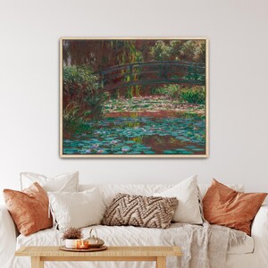Waterlelievijver van Claude Monet, canvasprint | Vintage tuinkunst, studeerkamerdecoratie (B0335)