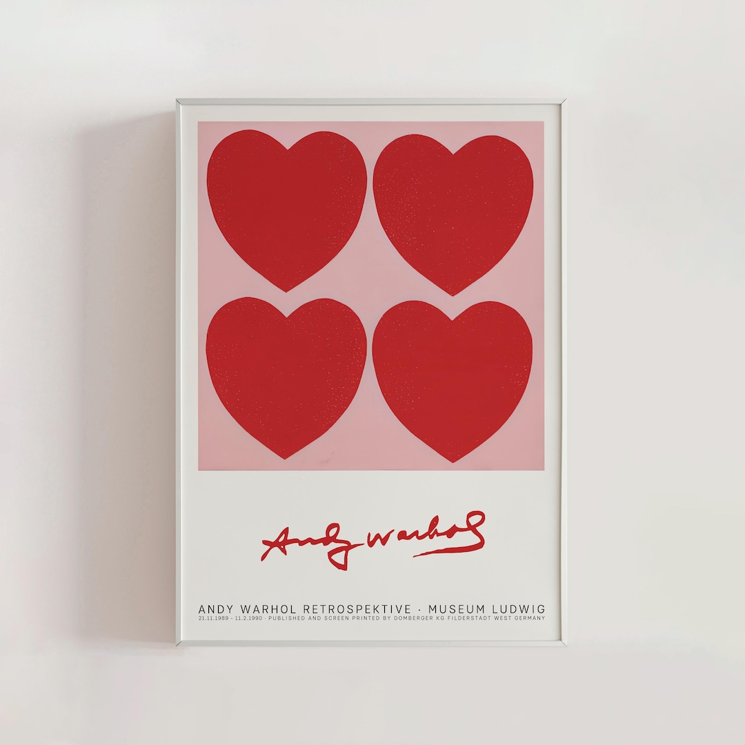 Andy Warhol Retro Hearts Poster, Modern Pop Art, Retro Wall Decor