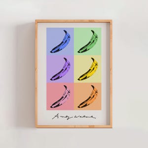 Andy Warhol Banana in Pastel Color Palette, Pop Art Poster Banana Sets, Velvet Underground Cover Art, Kitchen Home Wall Decor (A0193)