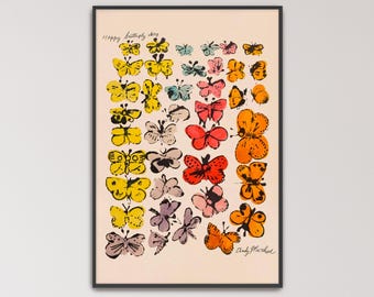 Happy Butterfly Day by Andy Warhol Poster Print | Butterfly Art, Group Of Butterflies (B0575)