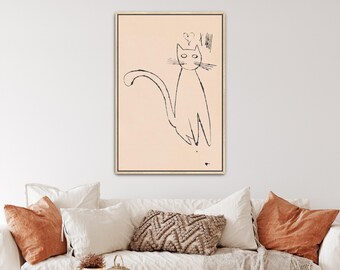 Cat by Andy Warhol Canvas Print | Cat Art, Cat Drawing (B0570)