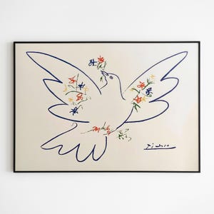 Colombe aux rameaux de fleurs (Colombe aux rameaux de fleurs) de Pablo Picasso 1980 | Impression d'art moderne (B8353)