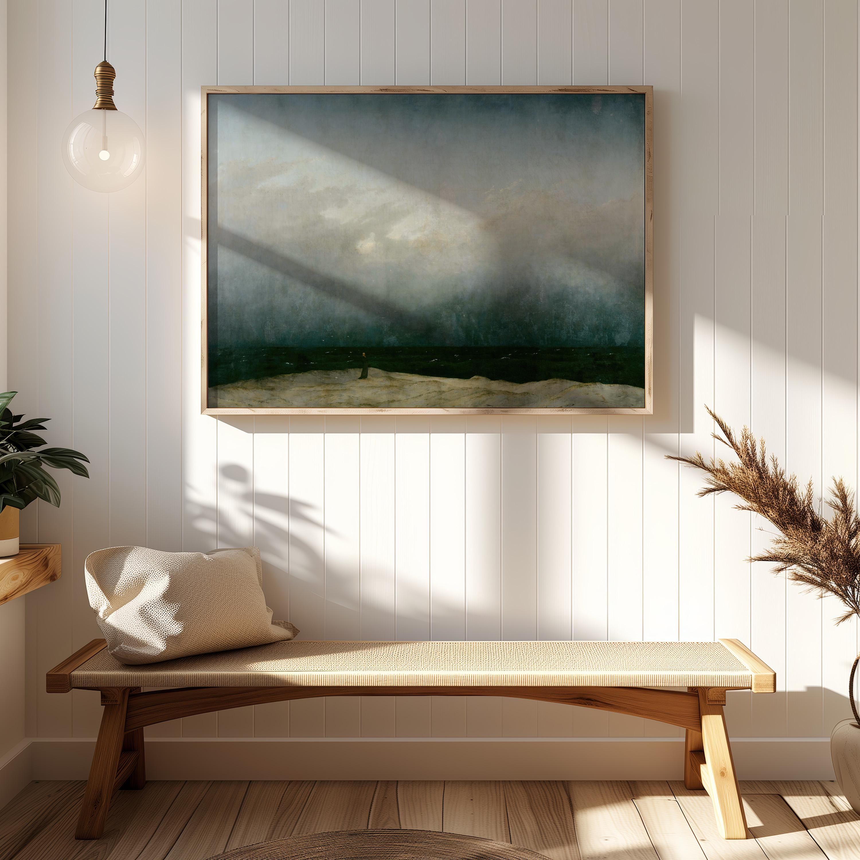 1art1 Caspar David Friedrich Poster 'Der Mönch Am Meer' – Leinwandbild Auf Keilrahmen 80x60 Cm, Kunstdruck