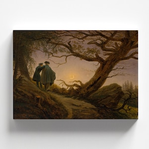 Zwei Männer betrachten den Mond von Caspar David Friedrich 1819-20 | Romantik Kunstdruck (B3976)