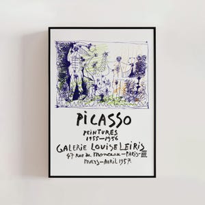 Pablo Picasso Peintures 1955–1956 Exhibition Poster 1957, French Modern Vintage Poster, Abstract Expressionism Home Decor (A0421)