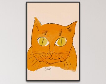 25 Cats Named Sam by Andy Warhol Poster Print | Cat Art, Orange Cat Print (B0554)