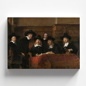 The Syndics of the Drapers&#39; Guild by Rembrandt 1662 | Baroque Art Print (B3841)